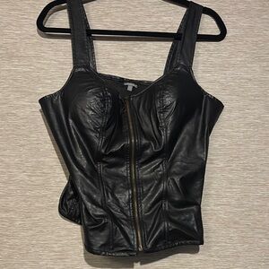 Black PLeather Zipper Top